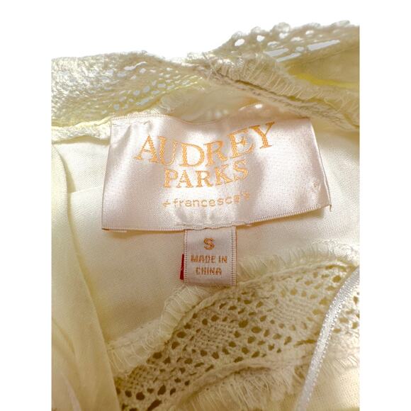 Audrey Parks for Francesca's Ivory Lace Trim Boho Mini Dress Small - Picture 5 of 9
